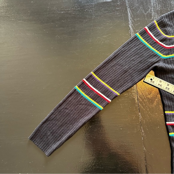 Retro Evan Picone Blue Striped Colorful Pride LGBT Sweater - Picture 3 of 9